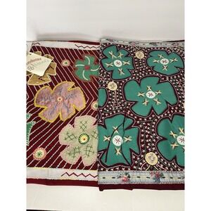 Vintage Handmade Pillow Shams 2 Embroidered Colorful Floral Honduras Threads